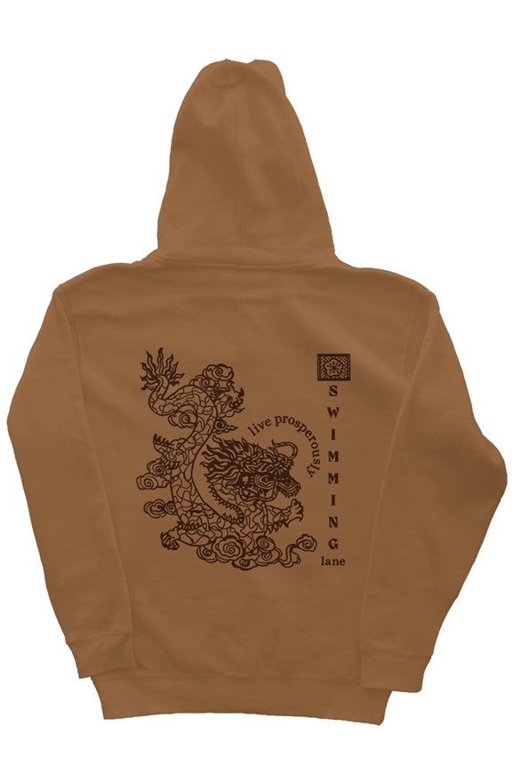 Swimming Lane Dragon Embroidered Hoodie